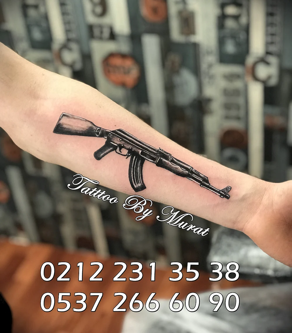 AK 47 Tattoo Eskiz