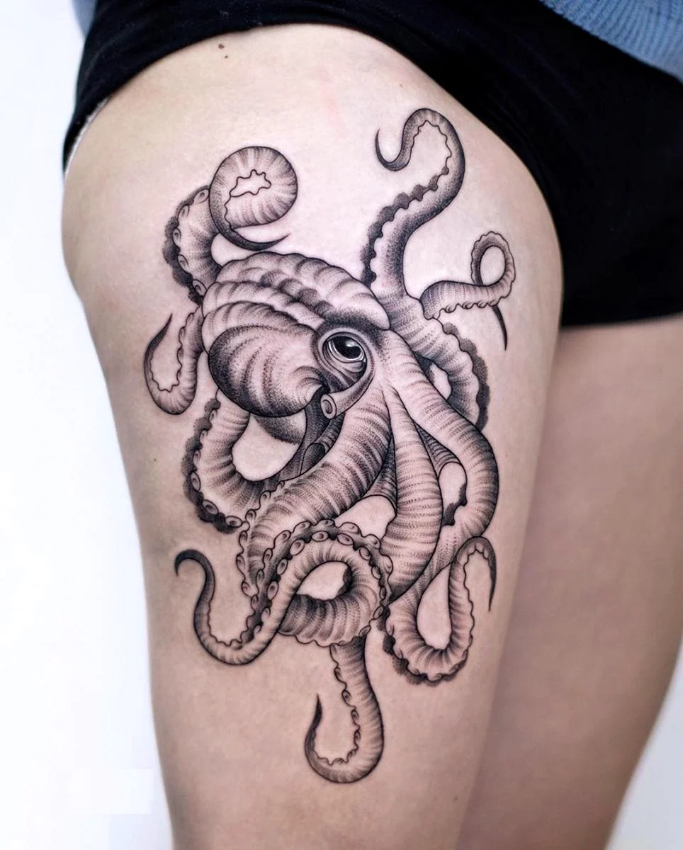 Badass Octopus Tattoo outline