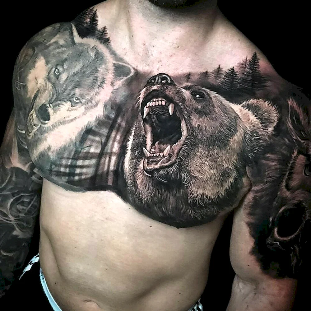 Bear Chest Tattoo