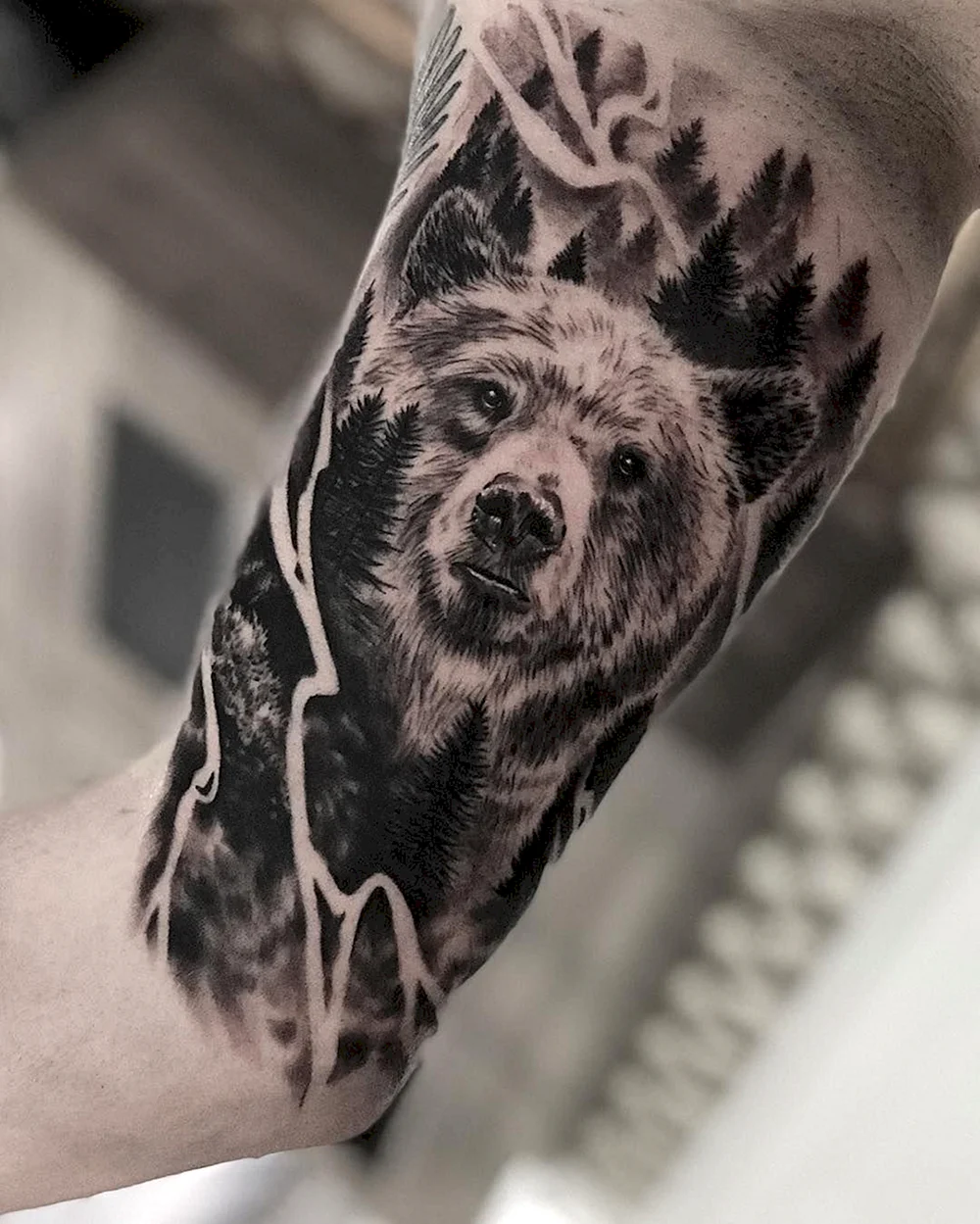 Bear Tattoo Forest