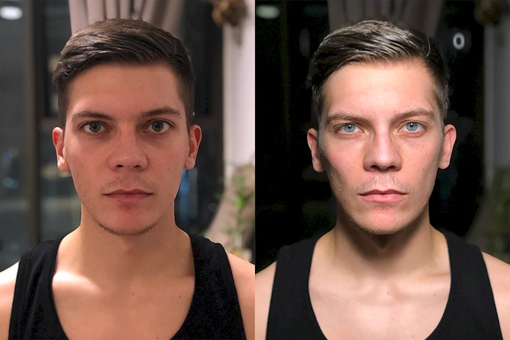 Before and after a mans Makeup