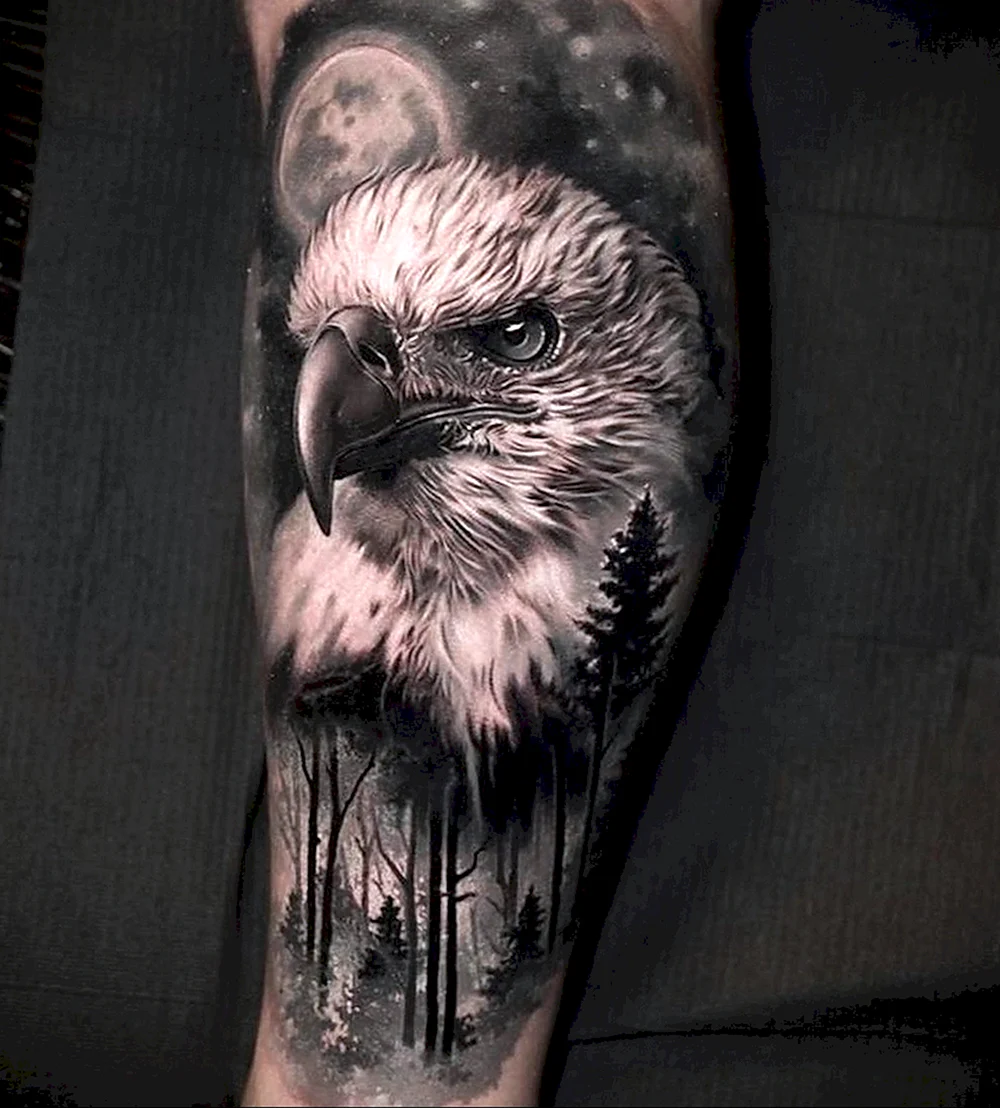 Black and Grey Eagle Tattoo