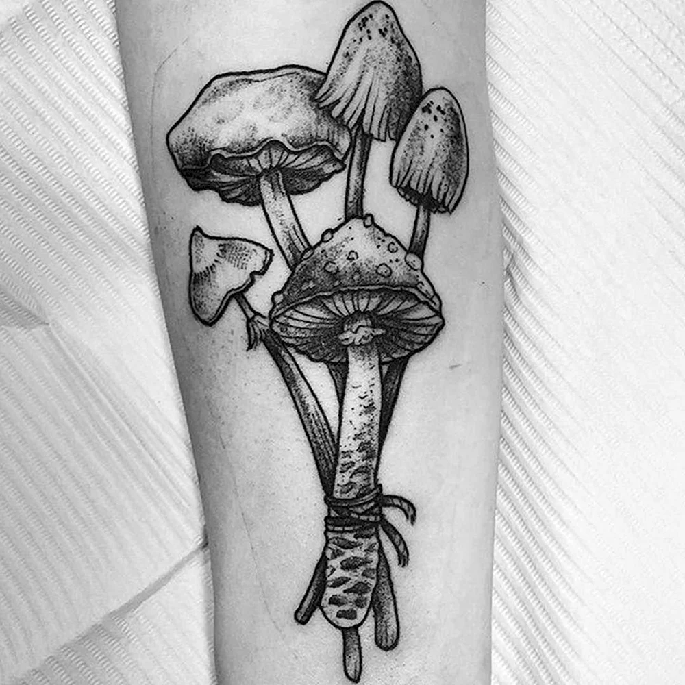 Black Mushroom Tattoos