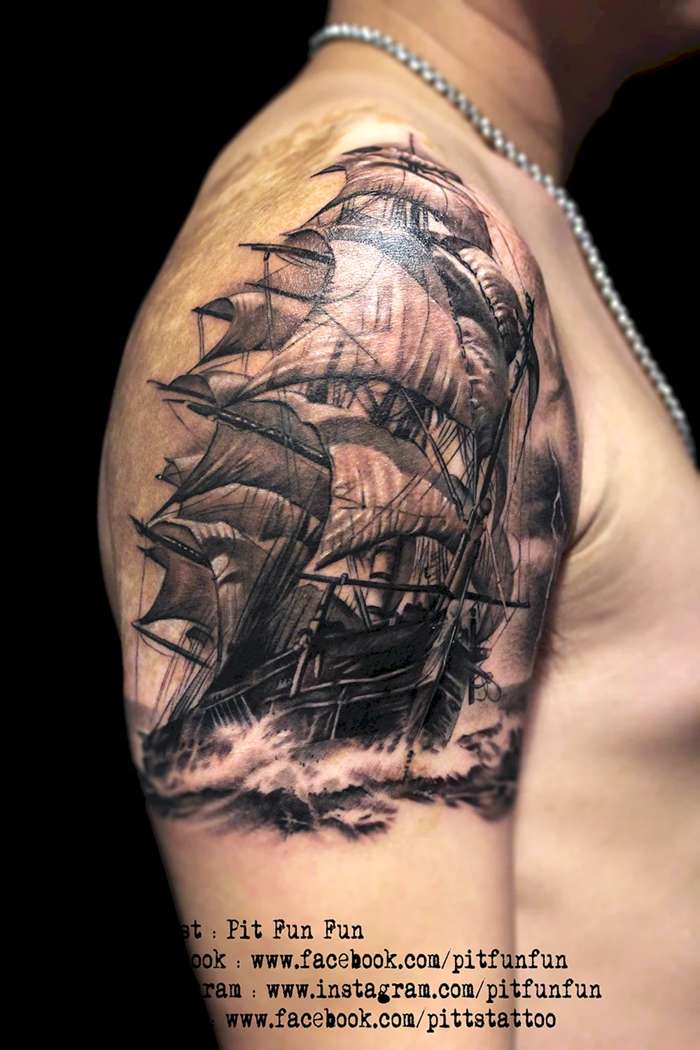 Black Pearl ship Tattoo
