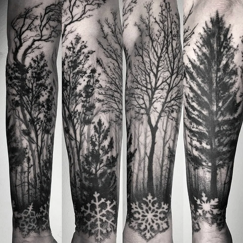 Blackwork Tree Tattoo