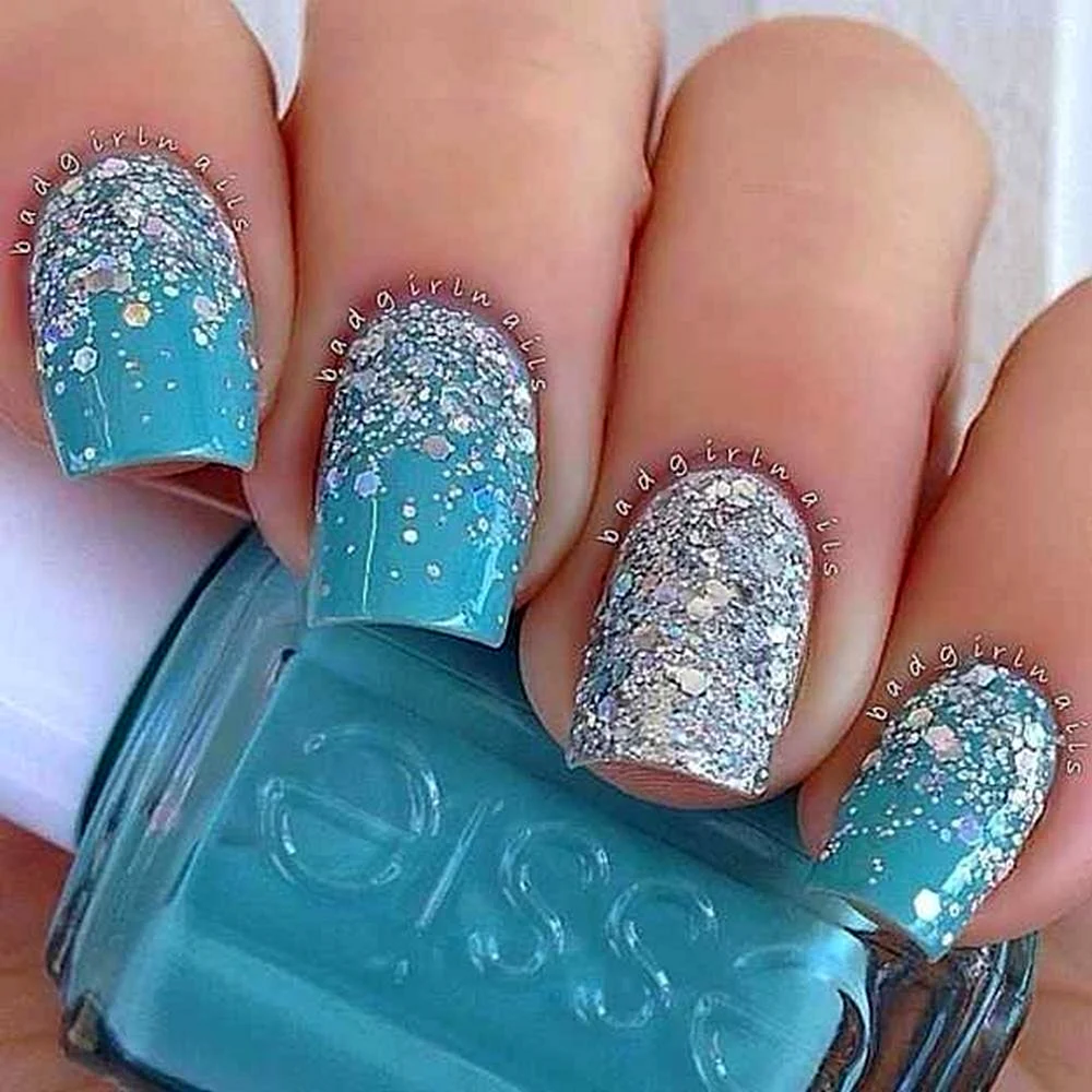 Blue glitter Nails