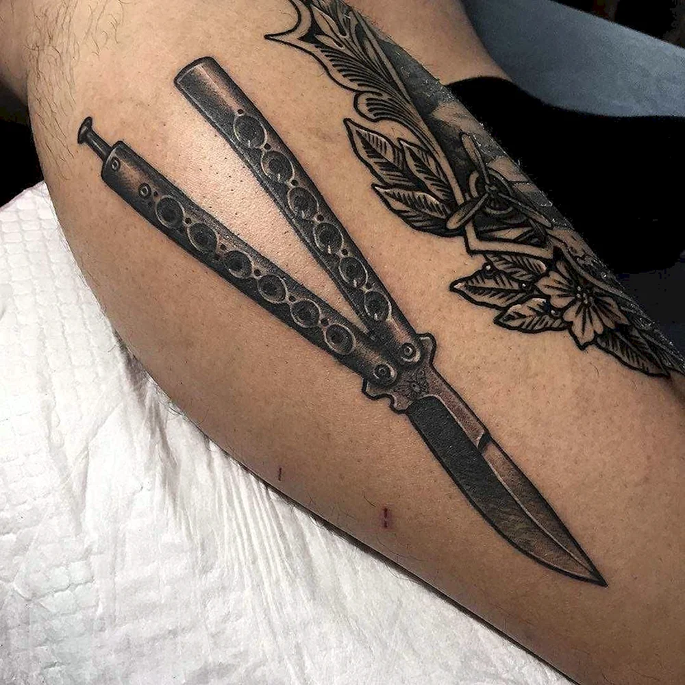 Butterfly Knife Tattoo