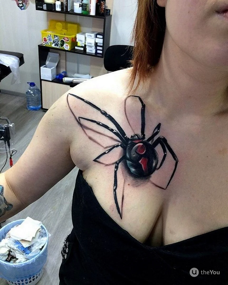 Cam girl with Spider Tattoo