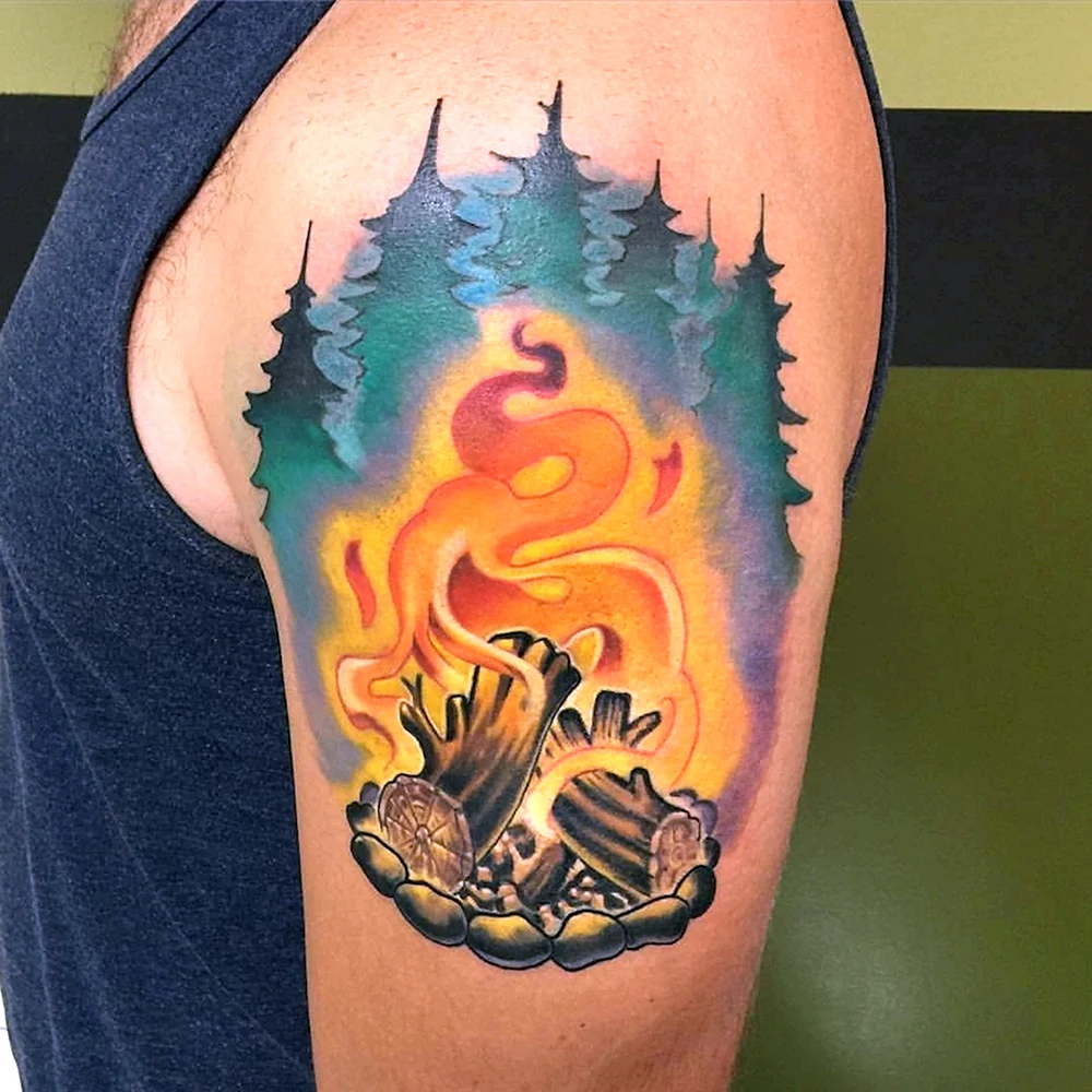 Camping Fire Tattoo