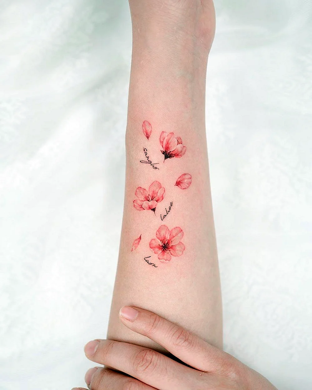 Cherry Blossom Tattoo around Wrist