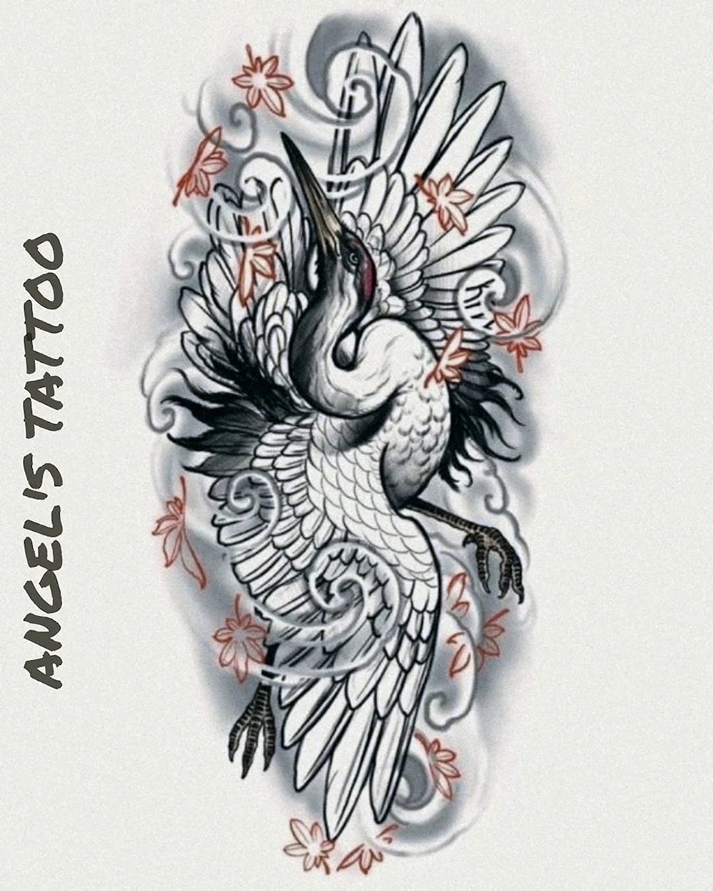 Color Stork Tattoo Japanese
