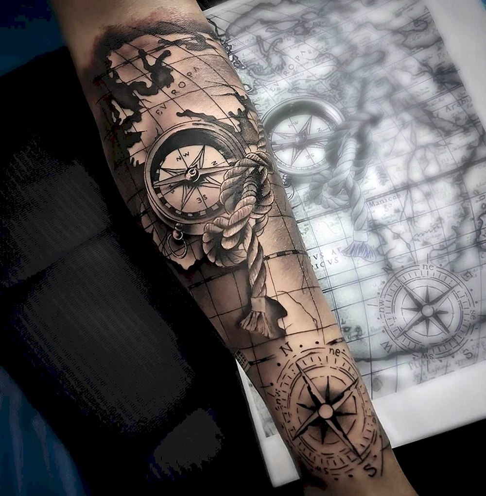 Compass Sleeve Tattoo