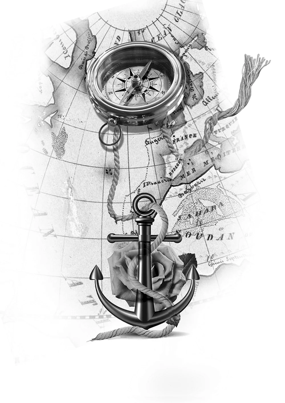 Compass Tattoo Design