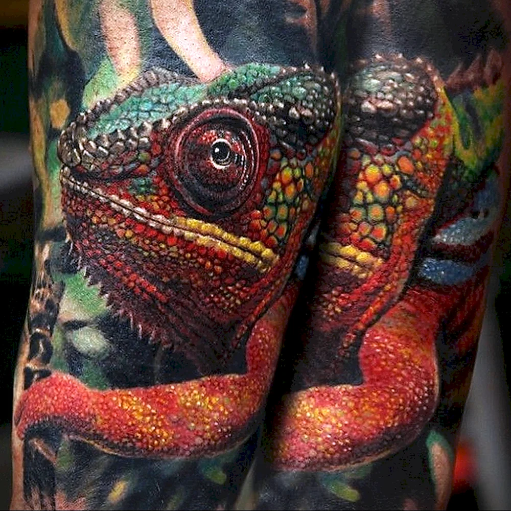 Crazy Chameleon Tattoo