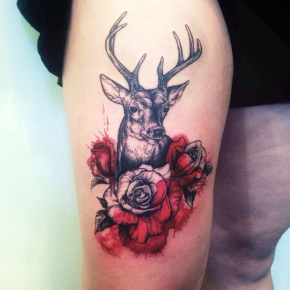 Deer Tattoo girl