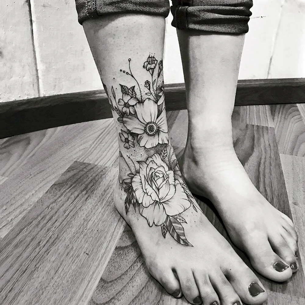 Delicate Leg Tattoo