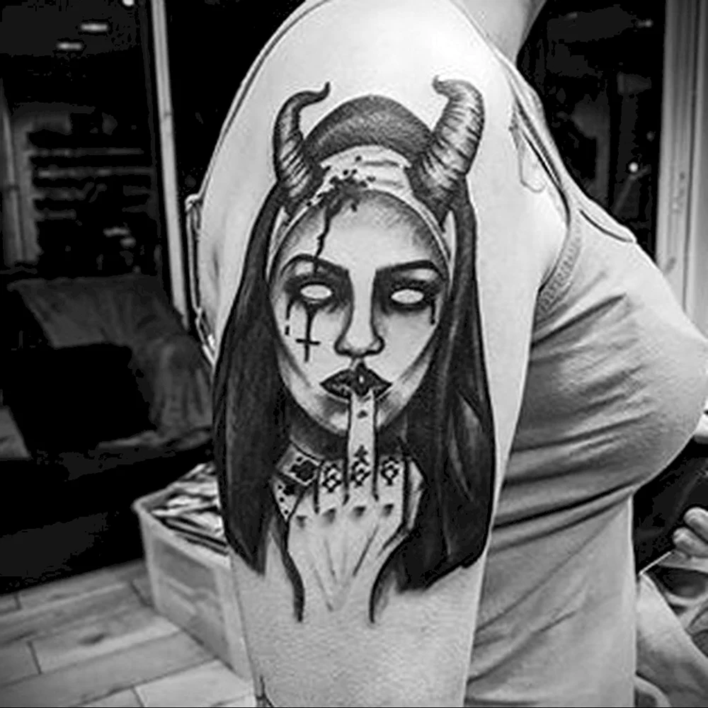 Demon girl drawing Tattoo nun