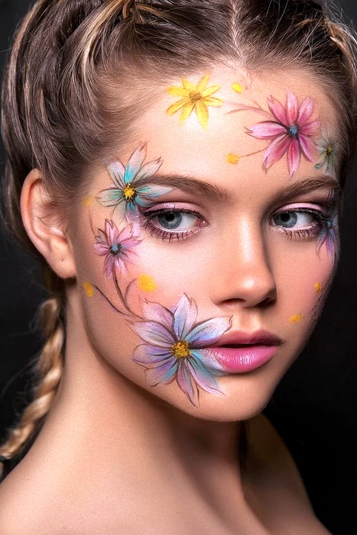 Фантазийный макияж цветы