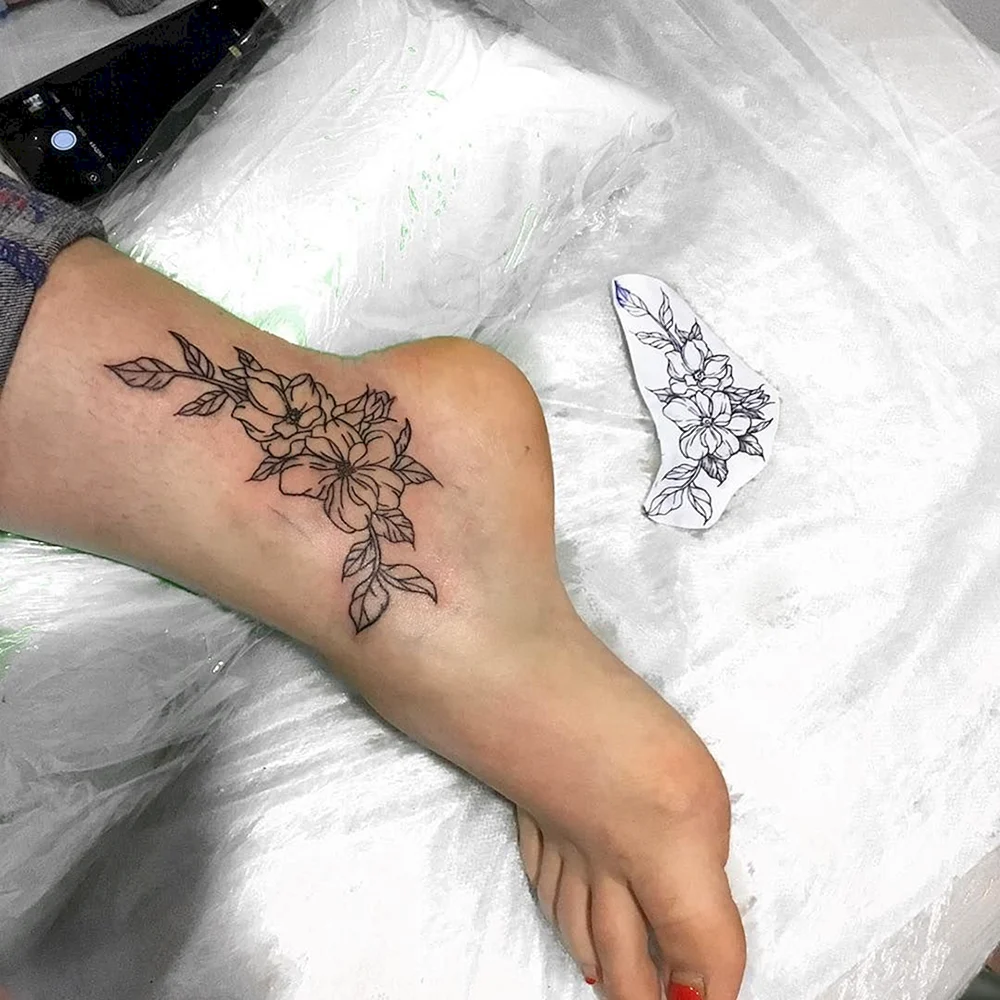 Floral tornozelo Tattoo decalque