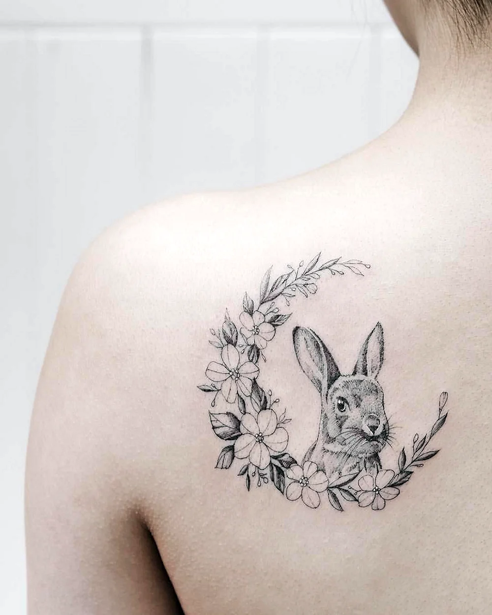 Flowers Bunny Tattoo