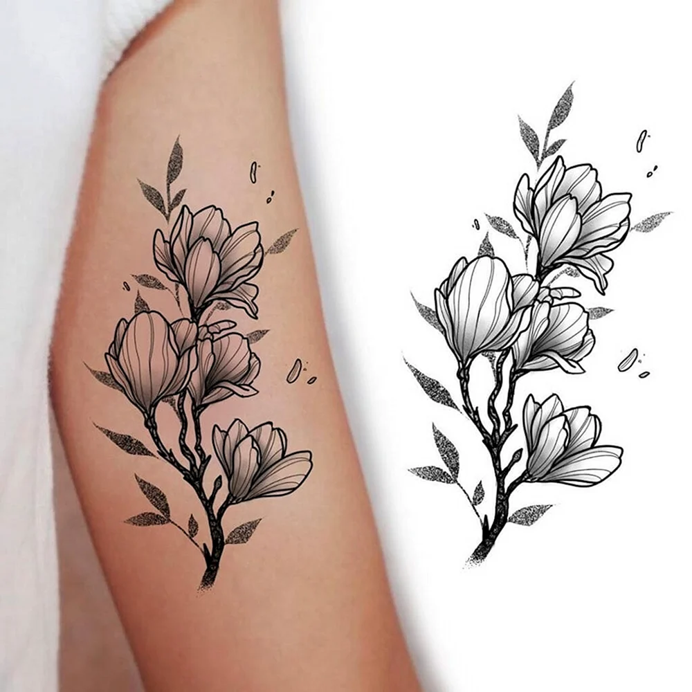 Flowers leaves Color Tattoo drawing