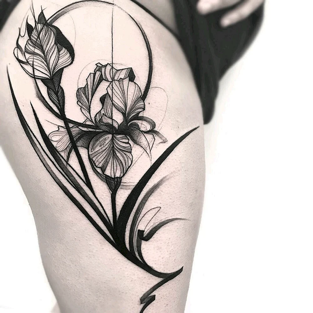 Flowers Tattoo Design linework