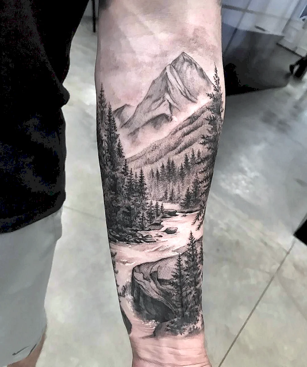 Forest Mountains Tattoo