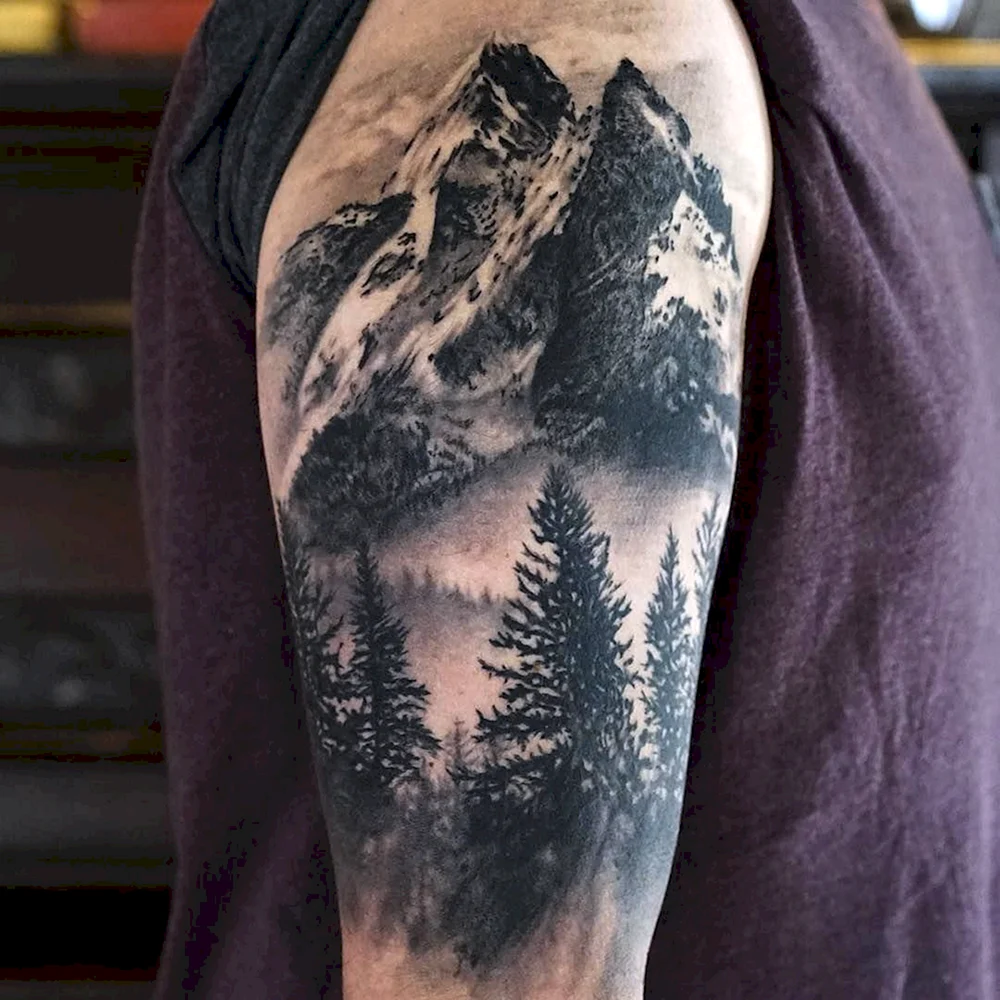 Forest Mountains Tattoo
