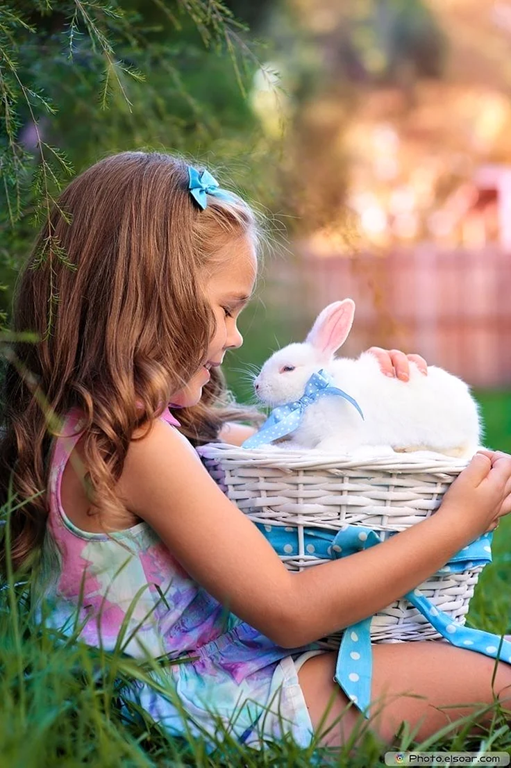 Фотосессия с кроликом дети