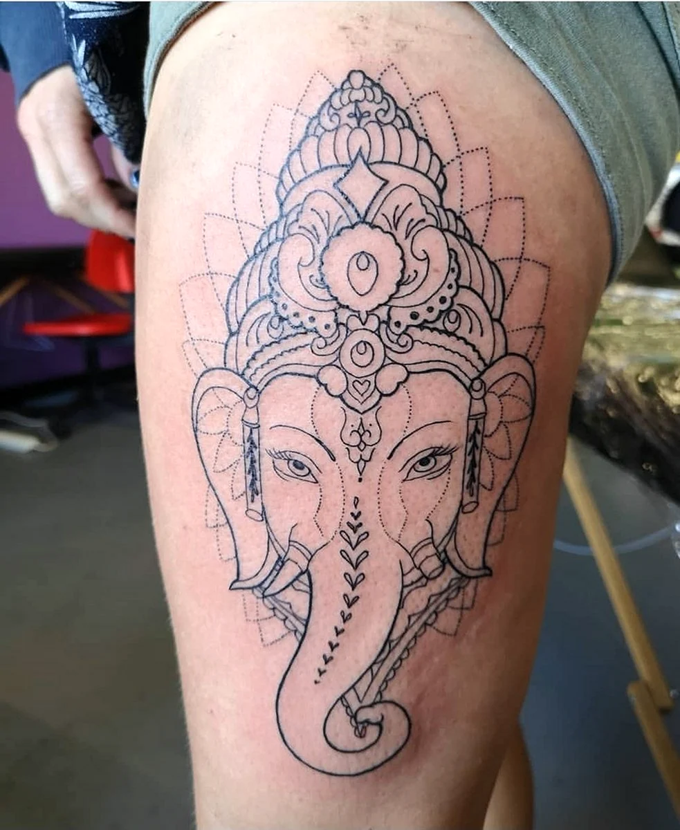 Ganesha Statue Tattoo