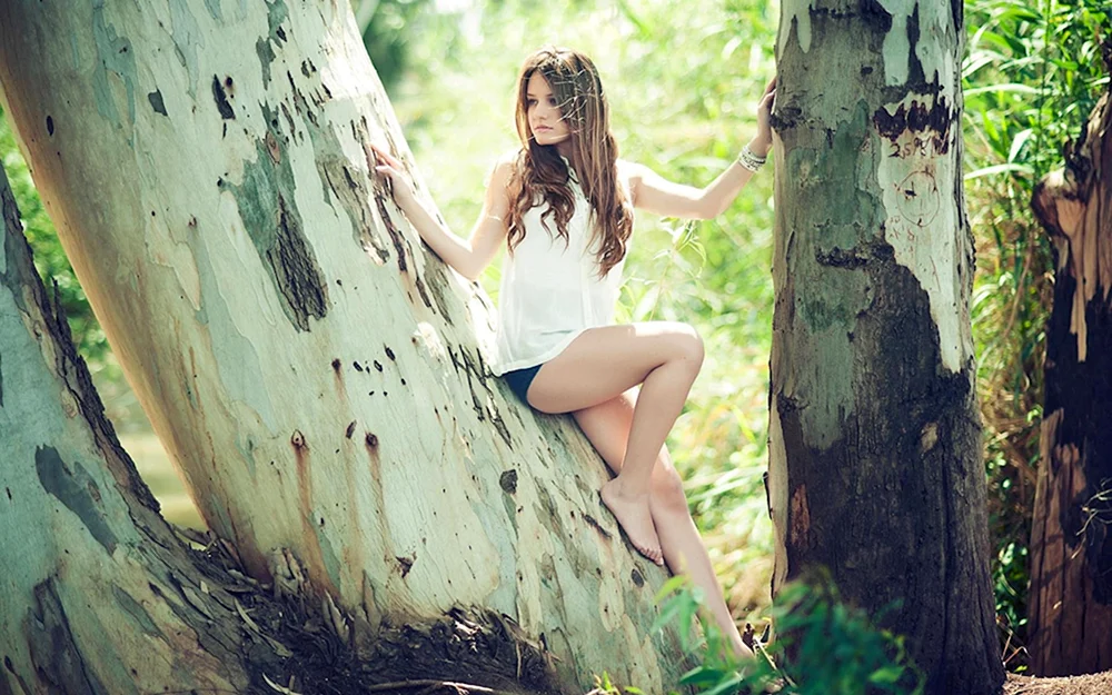 Girl sitting on Tree