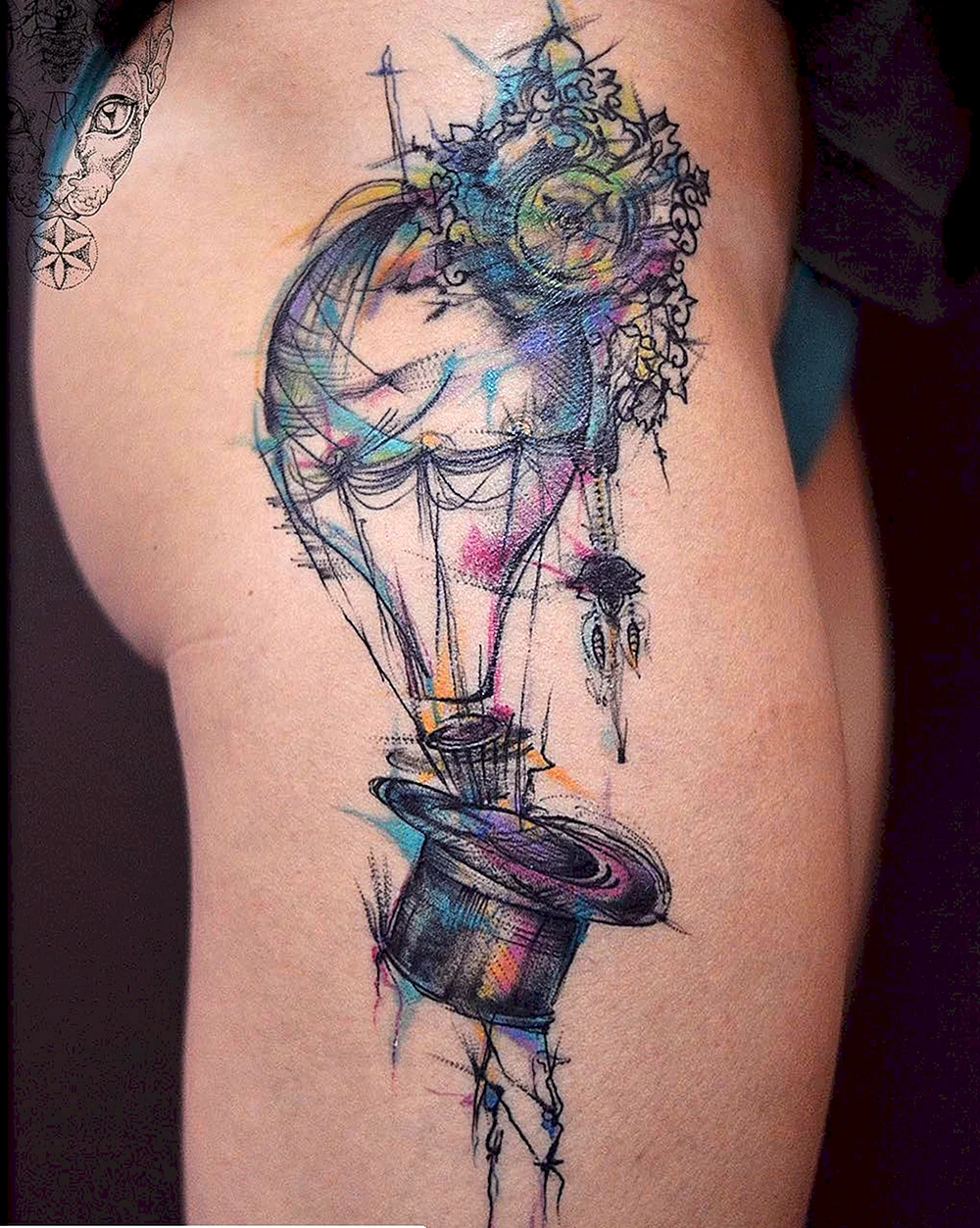 Girl with Blue Balloon Tattoo