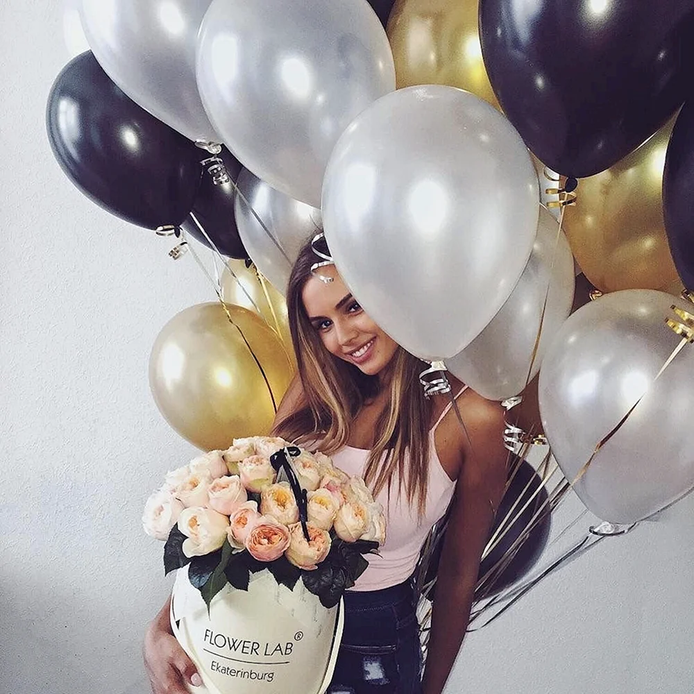 Girls 18n Birthday photo with aesthetic Balloons