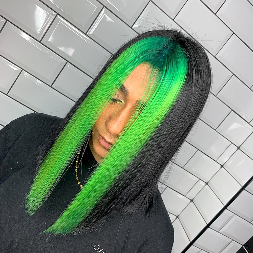Green Streaks Hairstyles