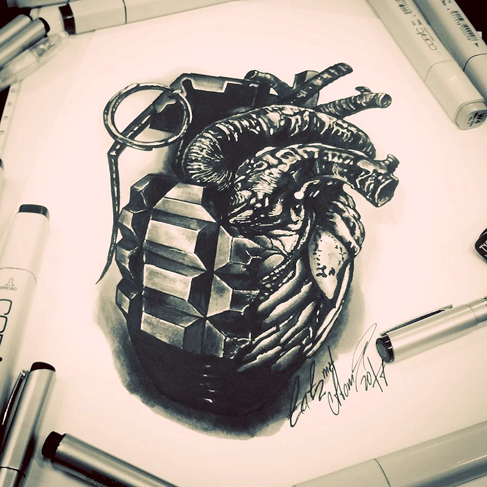 Grenade Tattoo Sketch