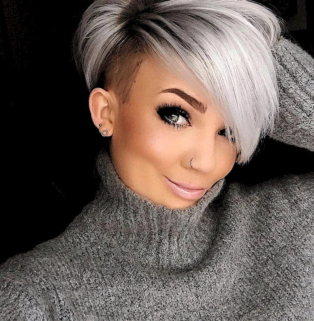 Grey Metallic short hair