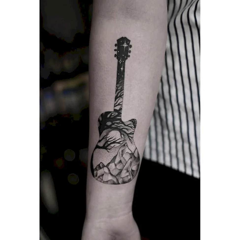 Guitarra tatuaje vector