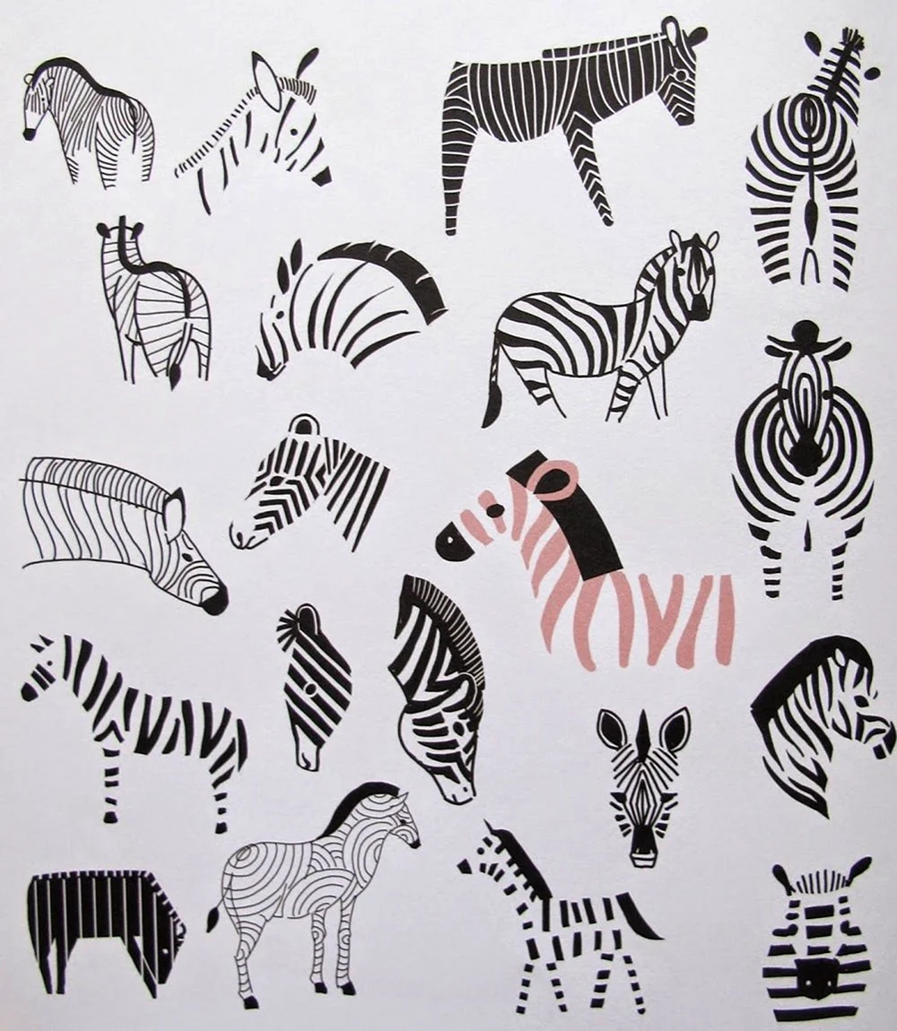 Hand drawn colorful Zebra illustration