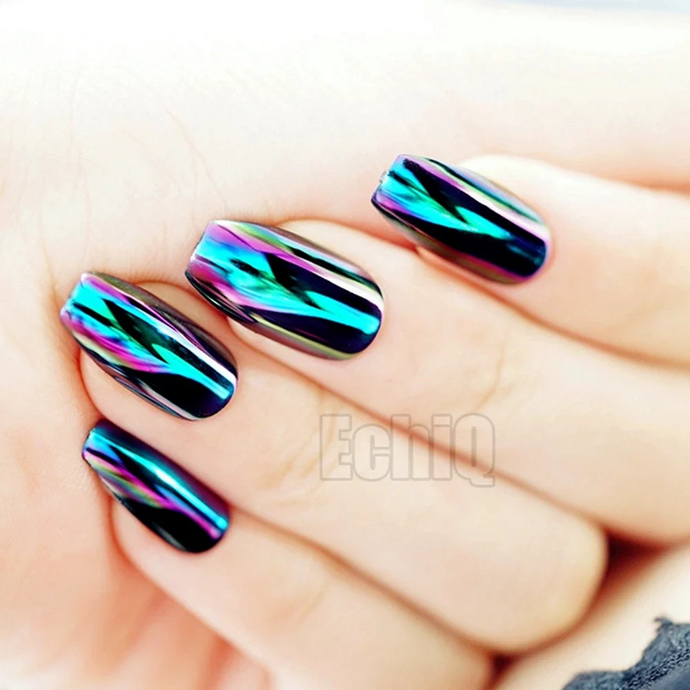 Holographic Blue Nails