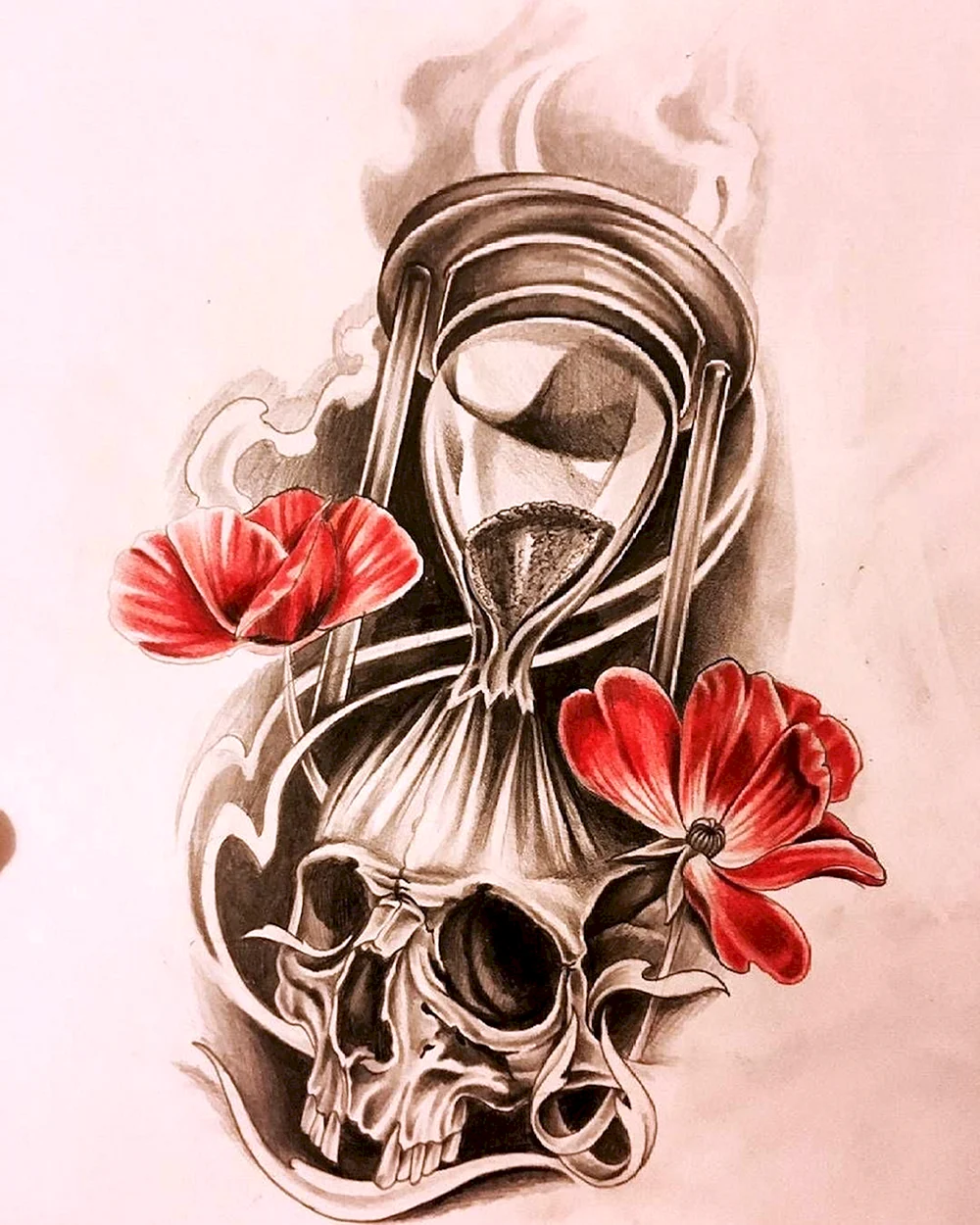 Hourglass Skull Tattoo