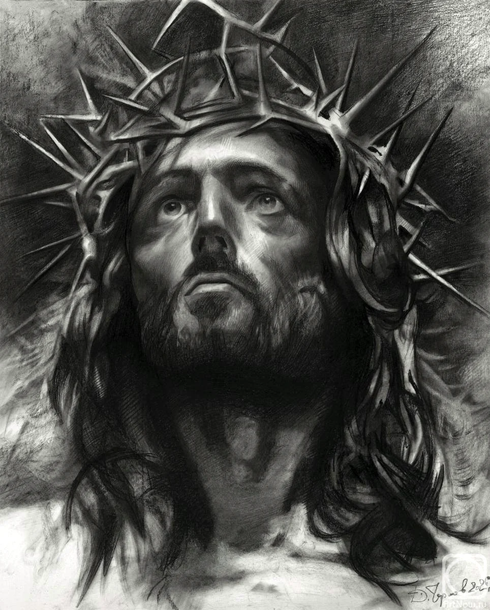 Иисус Христос в терновом венце на кресте