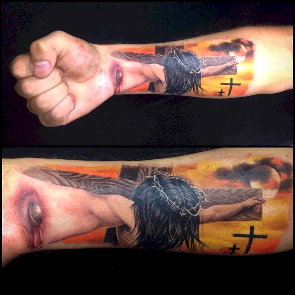 Jesus Tattoo forearm