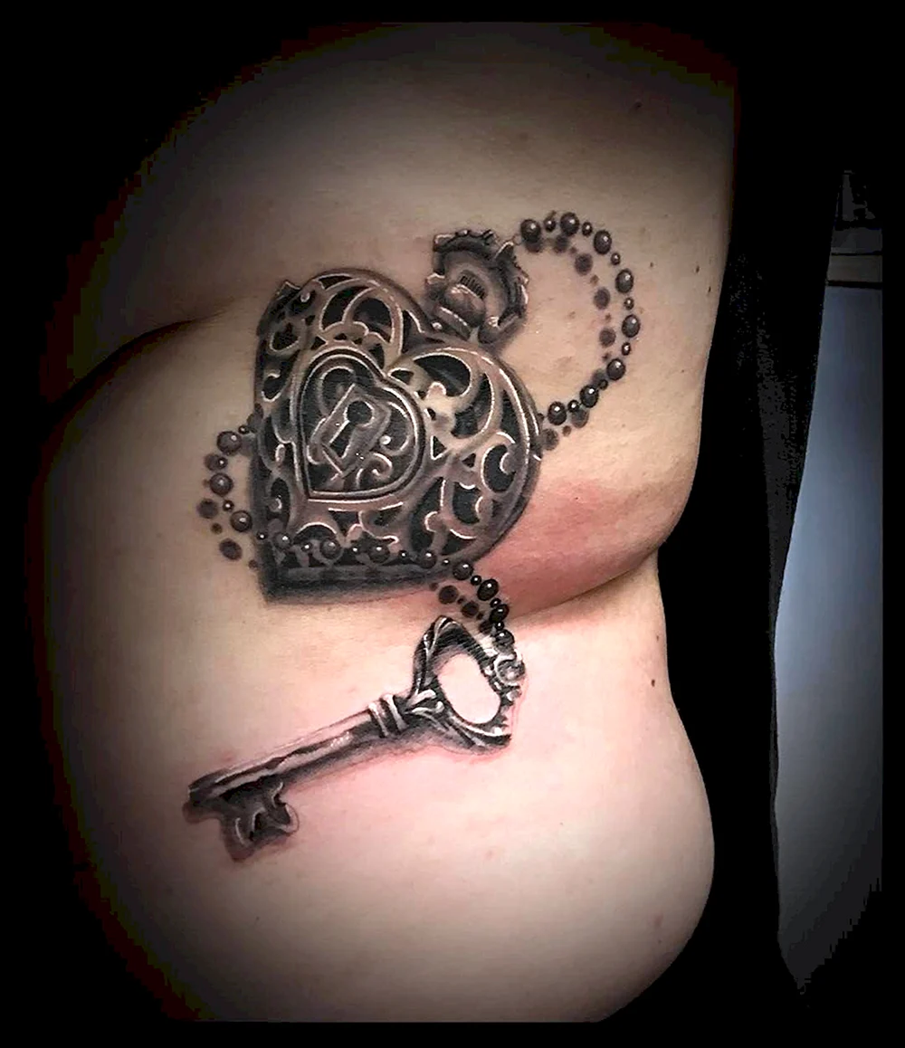 Key and Locket Tattoo