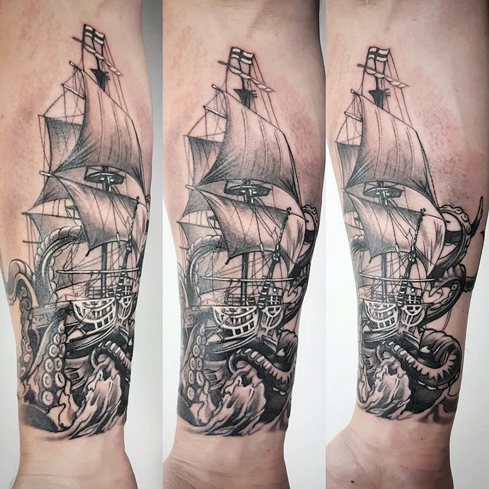 Kraken ship Tattoo