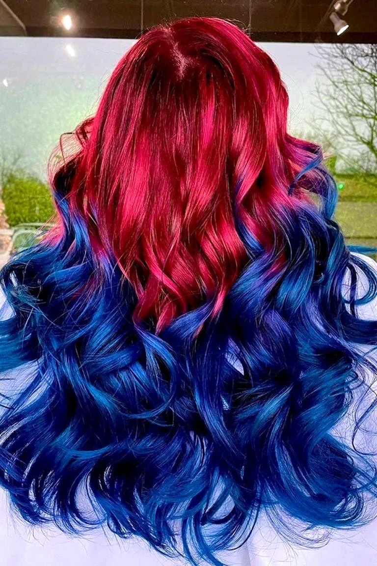 Красно синее окрашивание волос