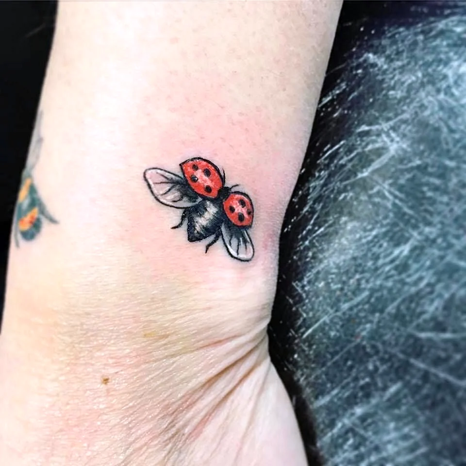 Ladybug and Mushroom Tattoo