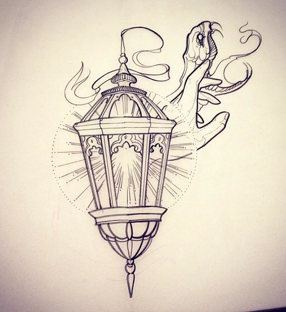 Lantern Tattoo Sketch