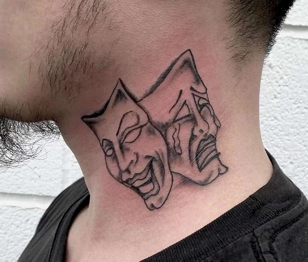 Laugh Now Cry later Mask Tattoo