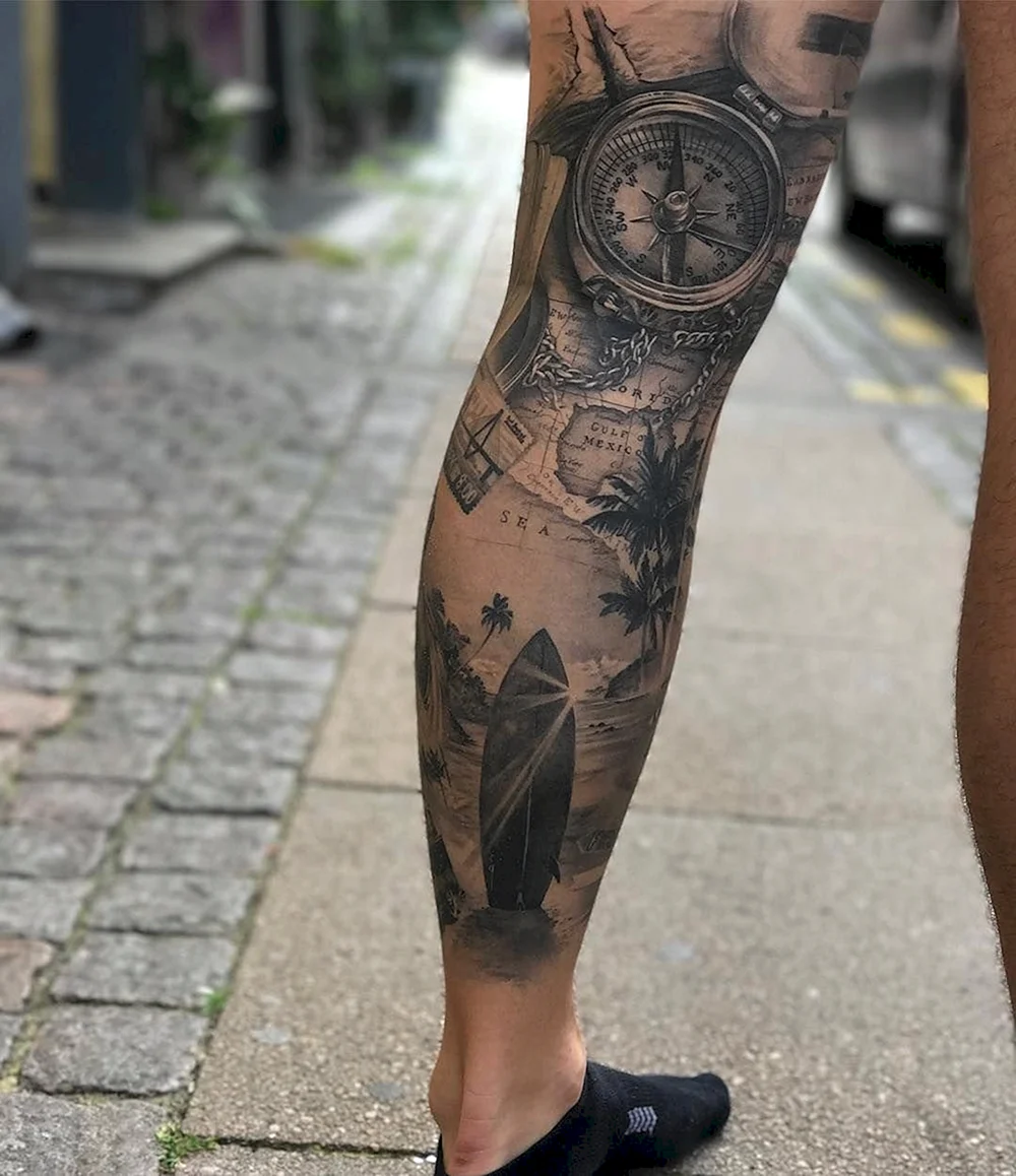 Leg Tattoo for men