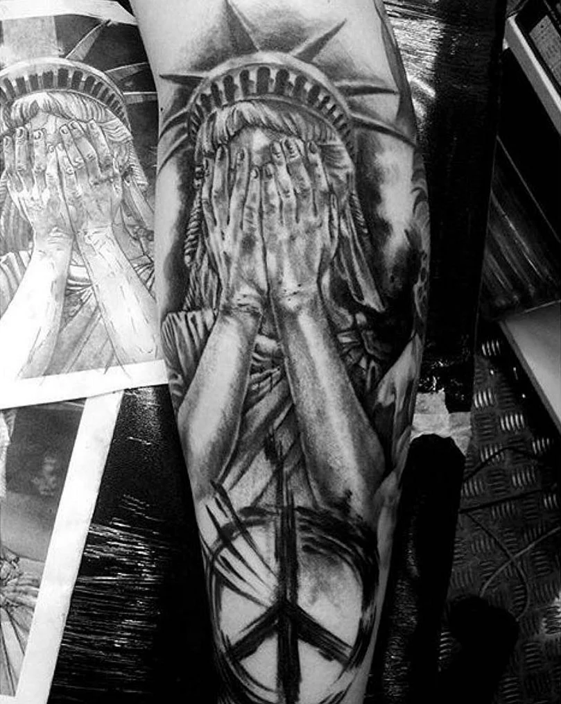 Liberty Statue Chains Tattoo